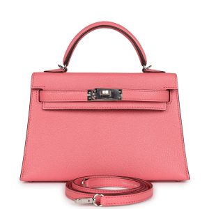 Hermes Kelly Sellier 20 Rose D’Ete Verso Chevre Palladium Hardware