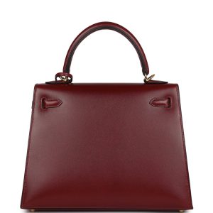 Hermes Kelly Sellier 25 Rouge H Box Gold Hardware