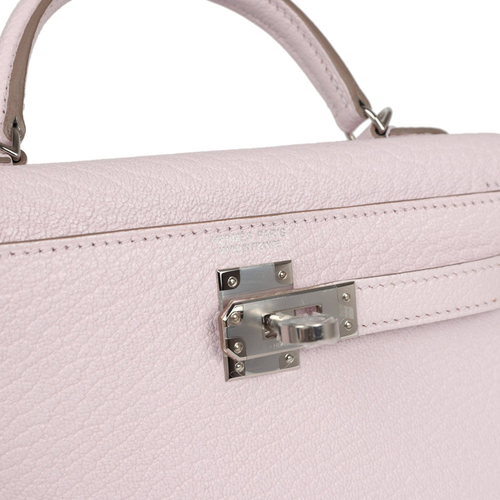 Hermes Kelly Sellier 20 Mauve Pale Chevre Palladium Hardware - Image 3