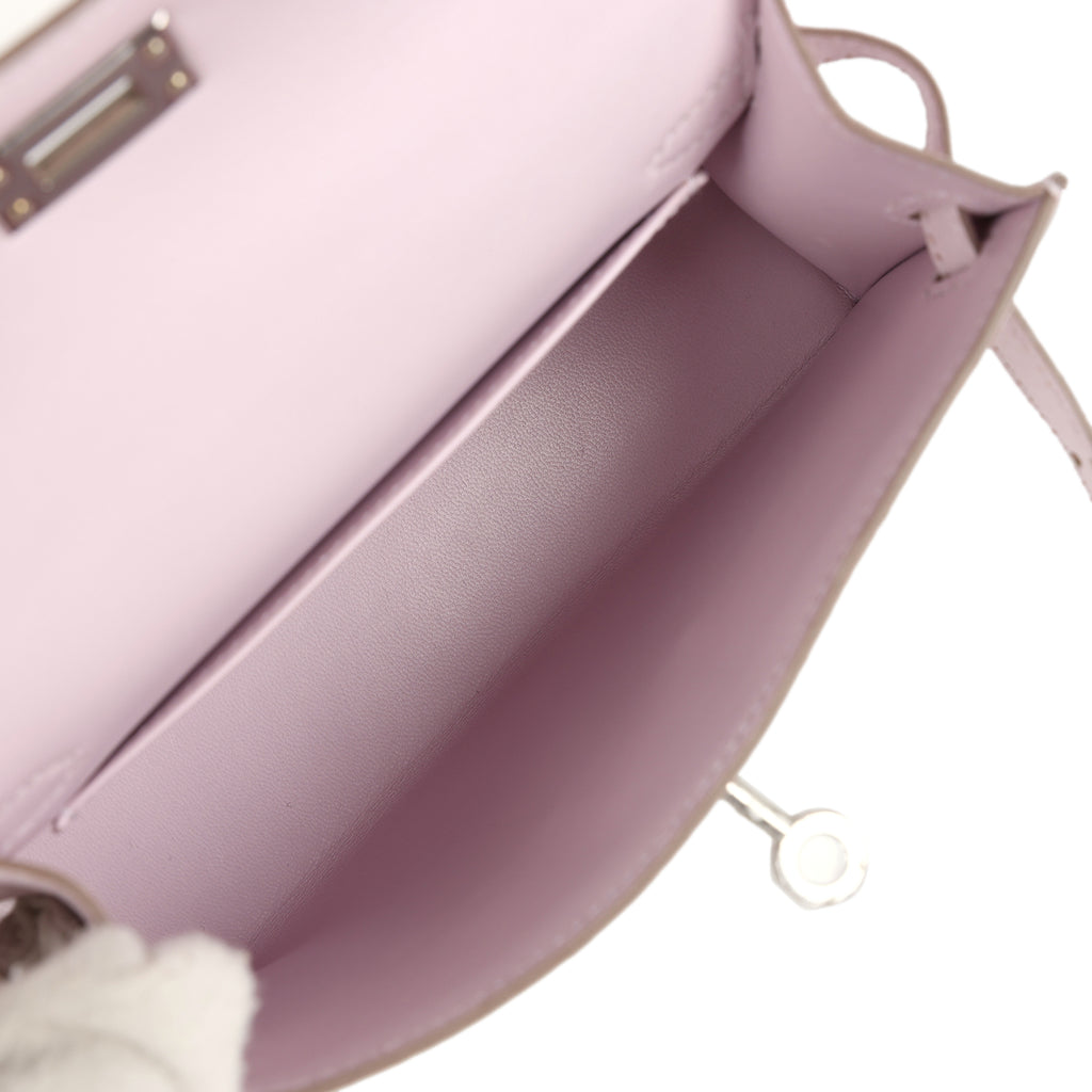 Hermes Kelly Sellier 20 Mauve Pale Chevre Palladium Hardware - Image 6