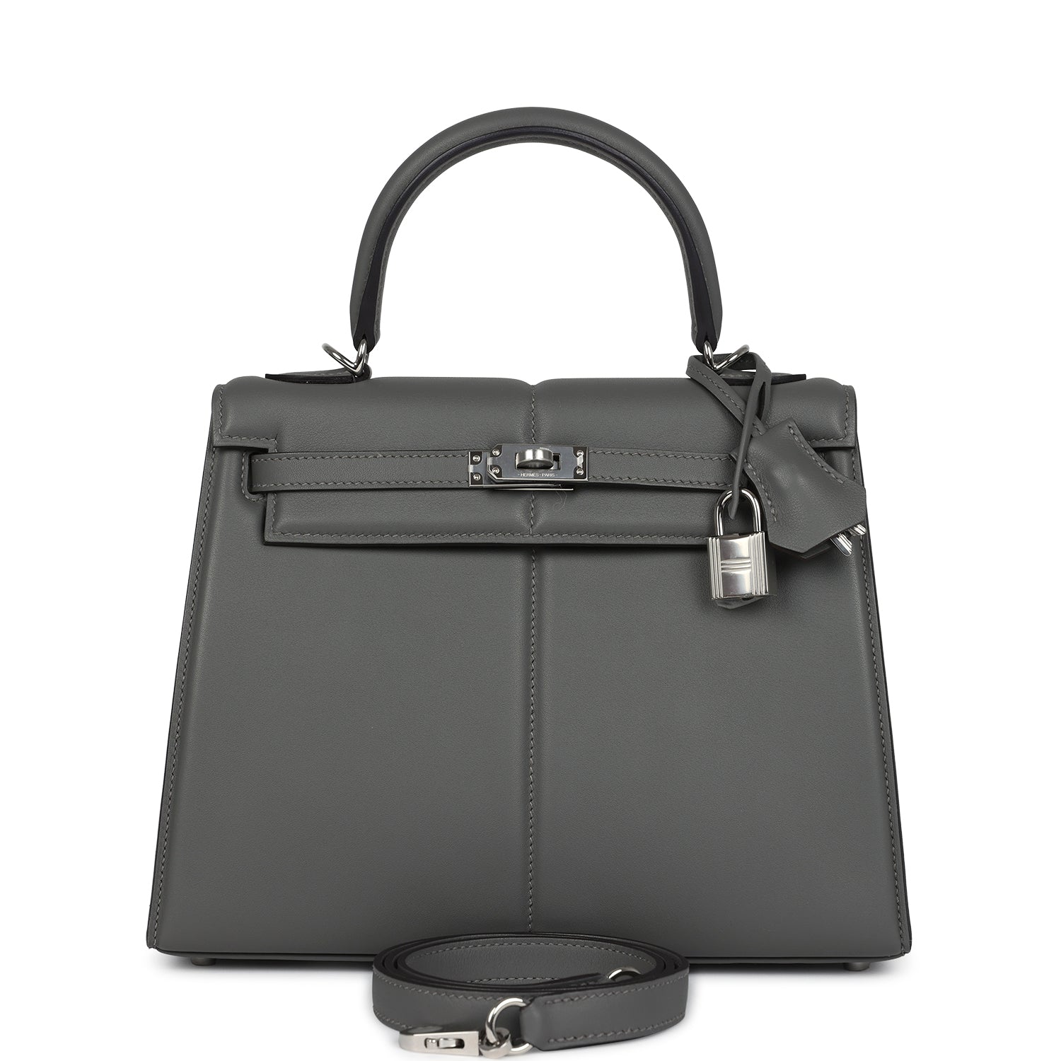 Hermes Kelly Sellier 25 Gris Meyer Swift Palladium Hardware - Image 4