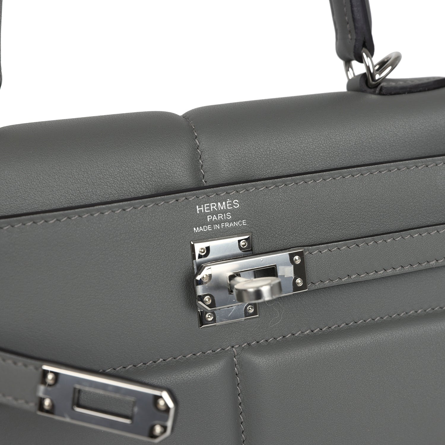 Hermes Kelly Sellier 25 Gris Meyer Swift Palladium Hardware - Image 8