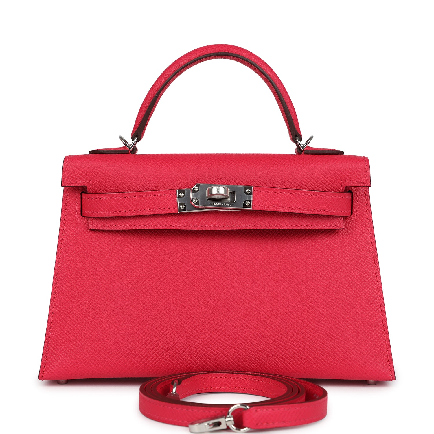 Hermes Kelly Sellier 20 Rose Extreme Epsom Palladium Hardware - Image 3