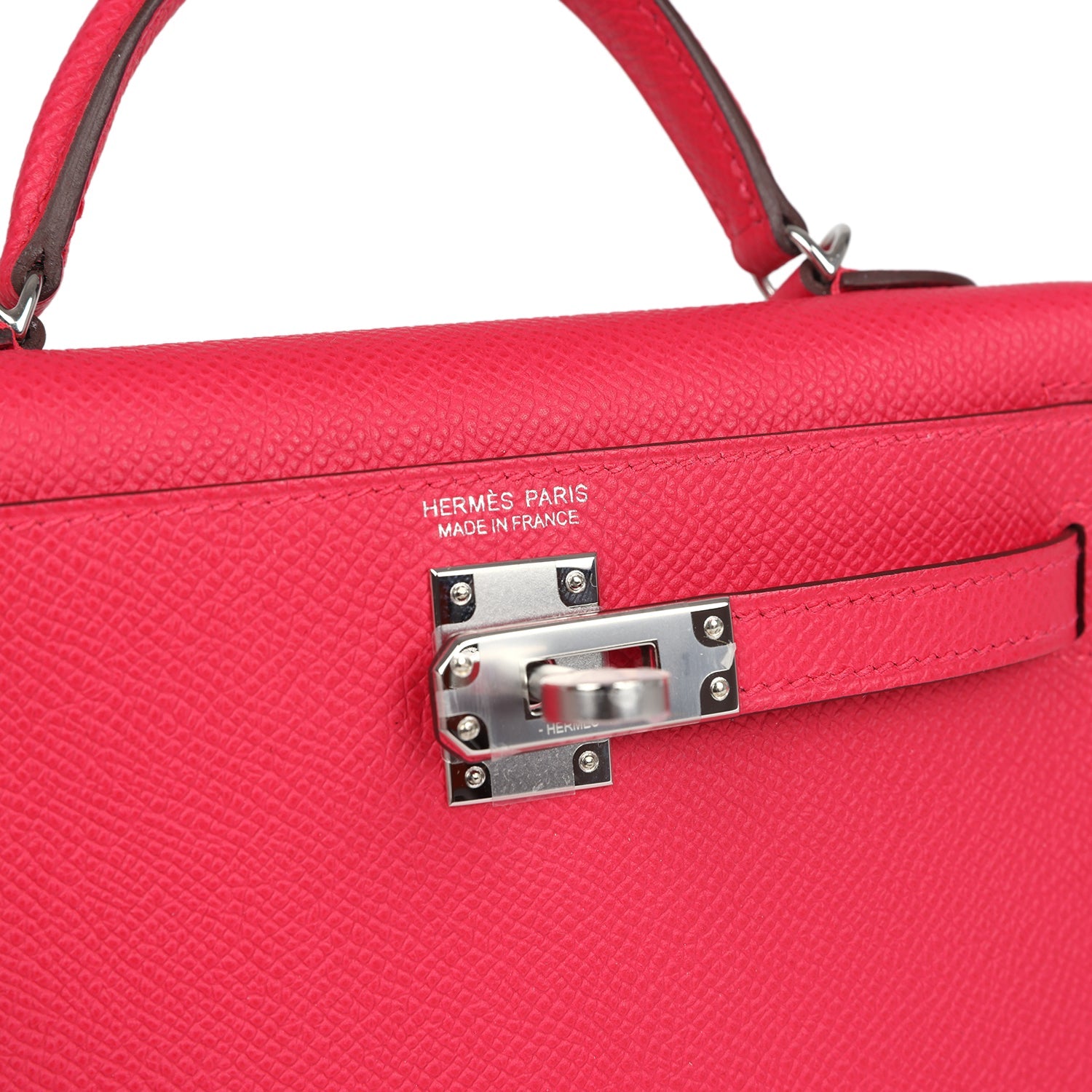 Hermes Kelly Sellier 20 Rose Extreme Epsom Palladium Hardware - Image 5
