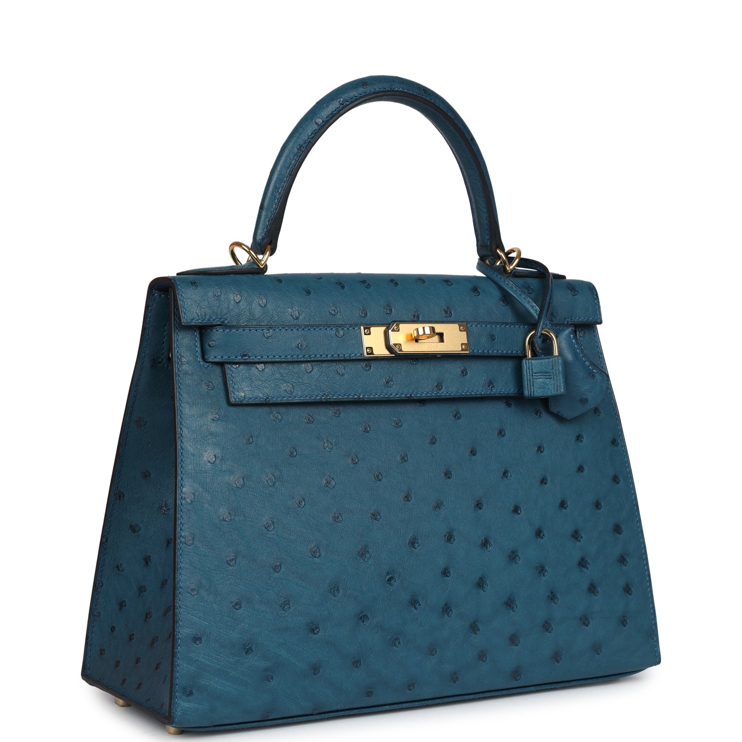Hermes Kelly Sellier 28 Cobalt Ostrich Gold Hardware - Image 3