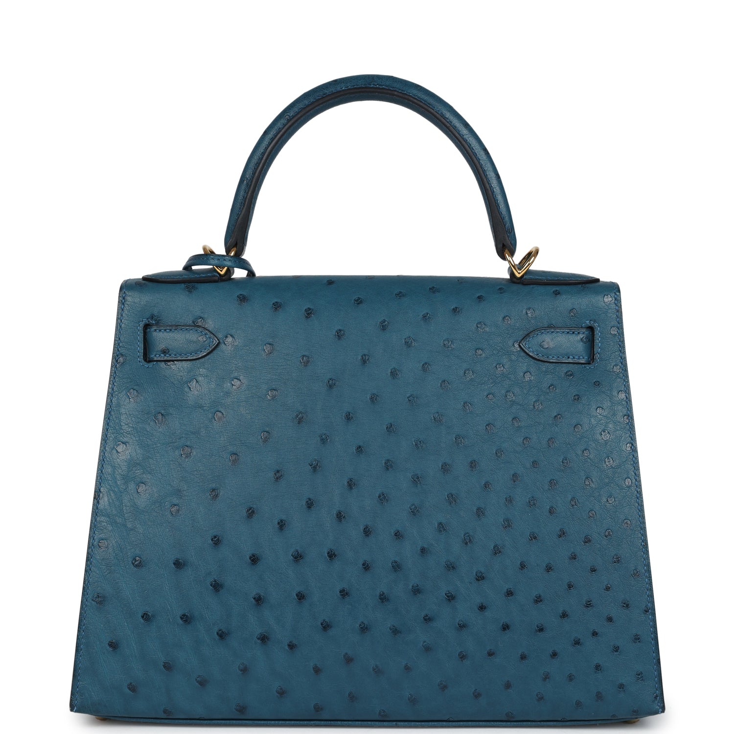 Hermes Kelly Sellier 28 Cobalt Ostrich Gold Hardware - Image 7