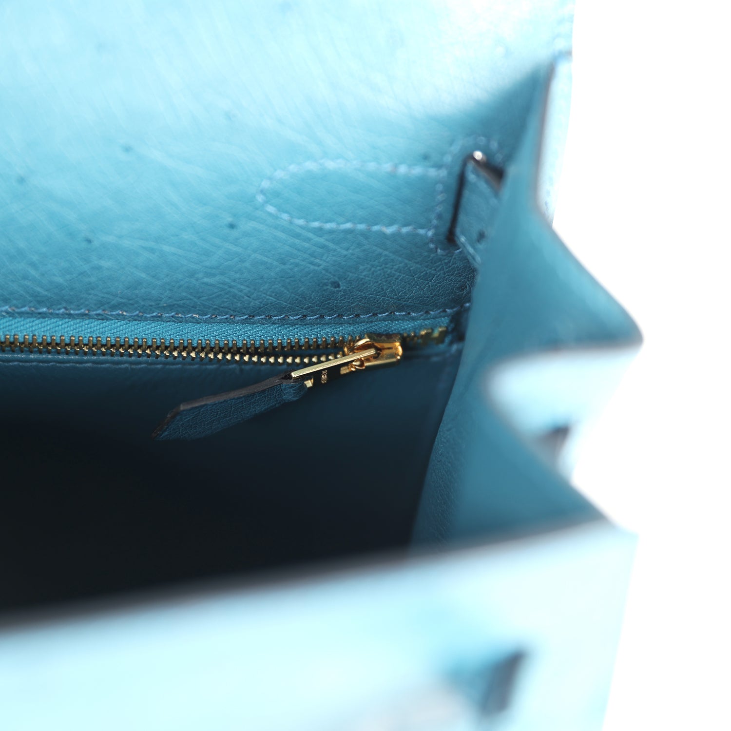 Hermes Kelly Sellier 28 Cobalt Ostrich Gold Hardware - Image 5
