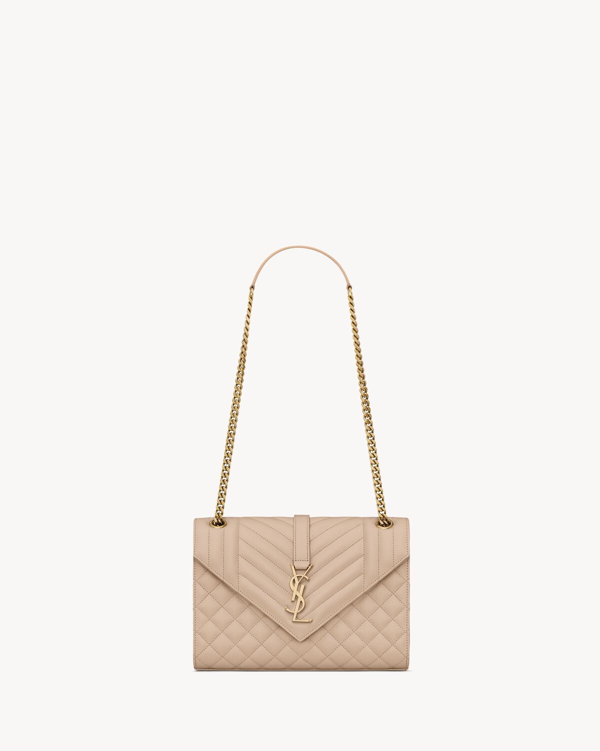 YSL Envelope Medium in Quilted Grain De Poudre Embossed Leather - Image 5