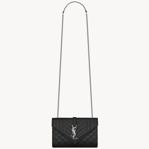 YSL Envelope Small in Quilted Grain De Poudre Embossed Leather