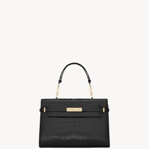 YSL Manhattan Top-Handle in Shiny Alligator