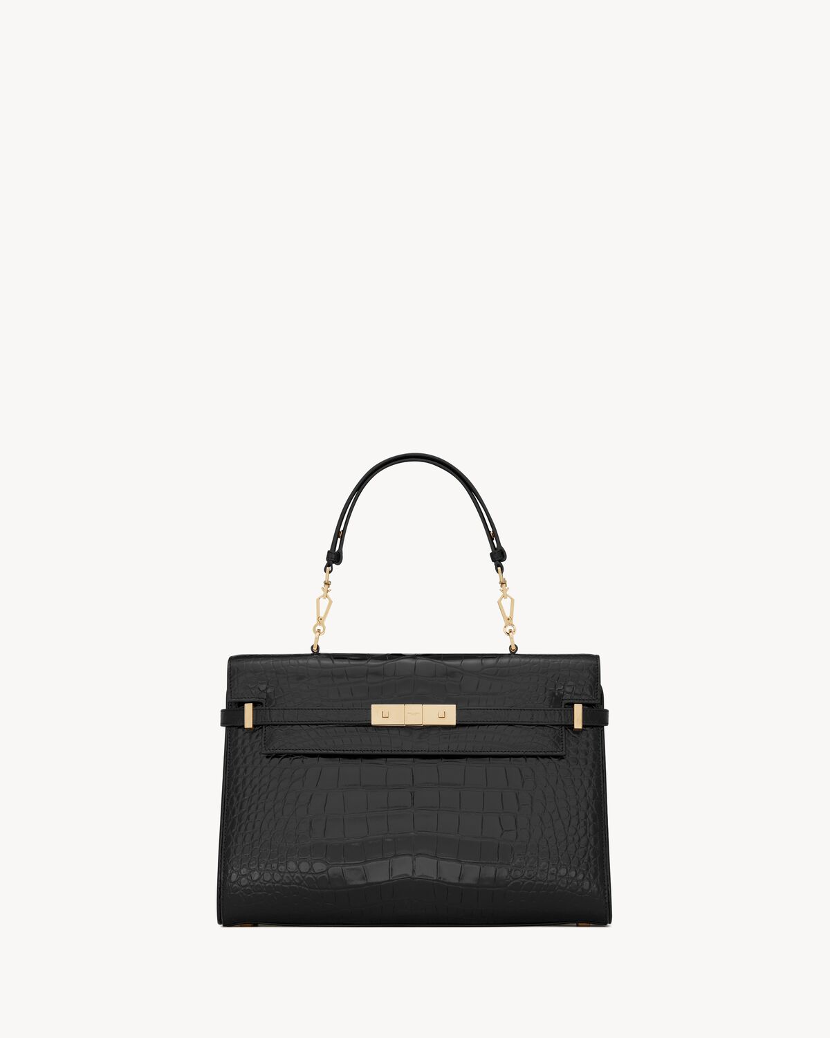 YSL Manhattan Top-Handle in Shiny Alligator