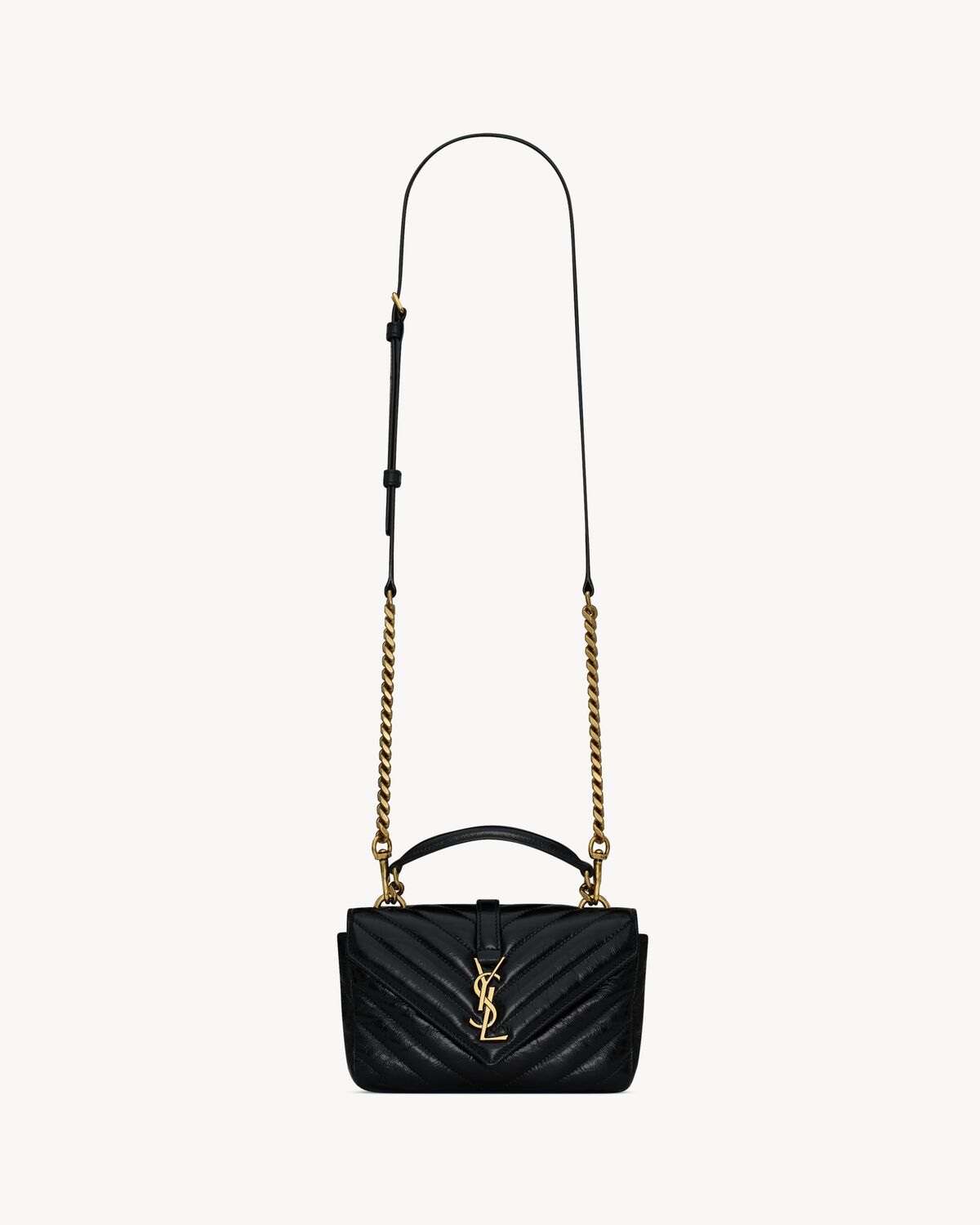 YSL College Mini Chain Bag in Shiny Crackled Leather - Image 7