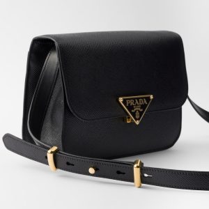 Saffiano Leather Flap Shoulder Bag