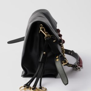 Prada Soft Sound Large Leather Shoulder Bag With Charms