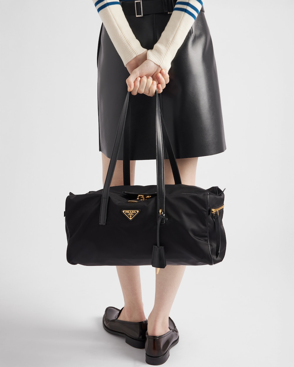 Large Re-Nylon Top-Handle Bag With Padlock