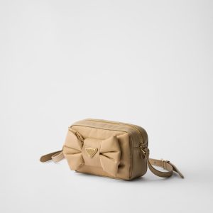 Re-Nylon and Nappa Leather Mini Shoulder Bag With Bow