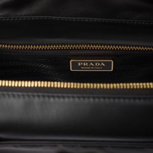 Re-Nylon and Leather Medium Top-Handle Bag With Padlock