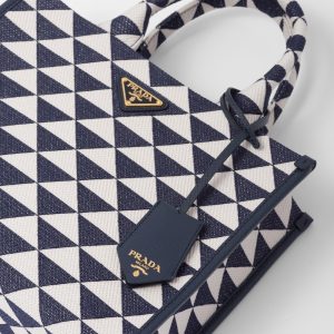 Small Prada Symbole Embroidered Fabric Handbag