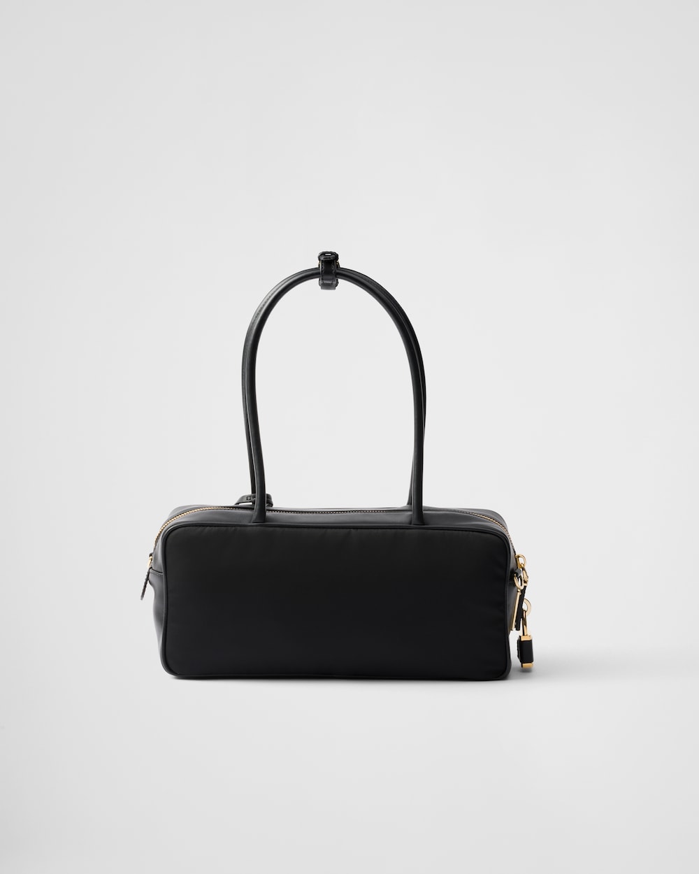 Re-Nylon and Leather Small Top-Handle Bag With Padlock - Image 6