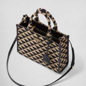 Small Prada Symbole Embroidered Fabric Handbag