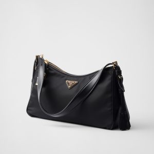 Prada Aim??e Large Re-Nylon and Leather Shoulder Bag With Padlock