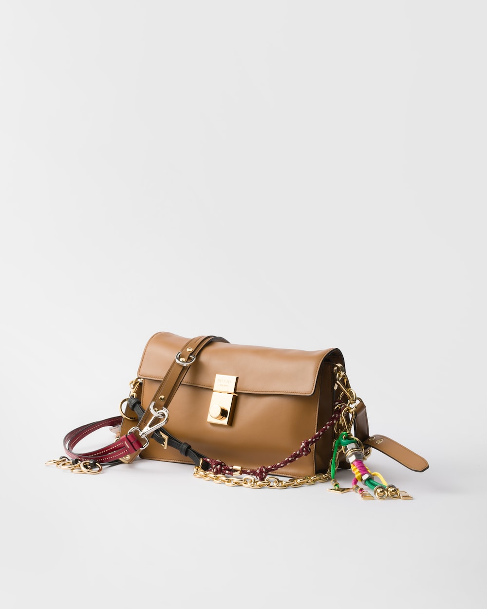 Prada Soft Sound Small Leather Shoulder Bag With Charms - Image 6