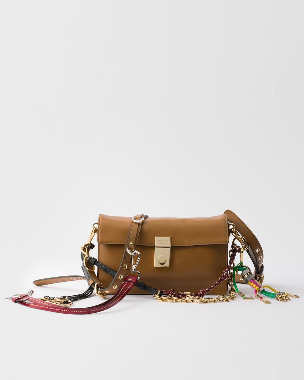 Prada Soft Sound Small Leather Shoulder Bag With Charms - Image 3