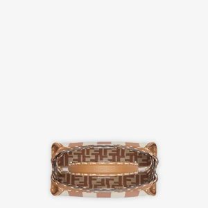 Fendi Peekaboo Mini Selleria and beige Pequin stripe fabric bag with 336 hand-sewn topstitches