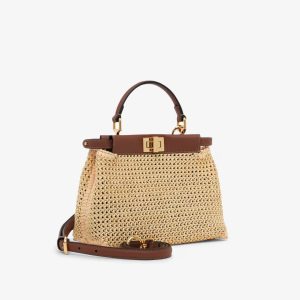 Fendi Peekaboo Mini Brown leather and macramé bag
