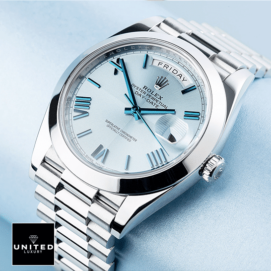 Rolex Day-Date 228206-0002 "Oyster Bracelet" Authentic Copy 1:1 rolex day dat e228206 stainless steel blue diagonal dial oyster man dial