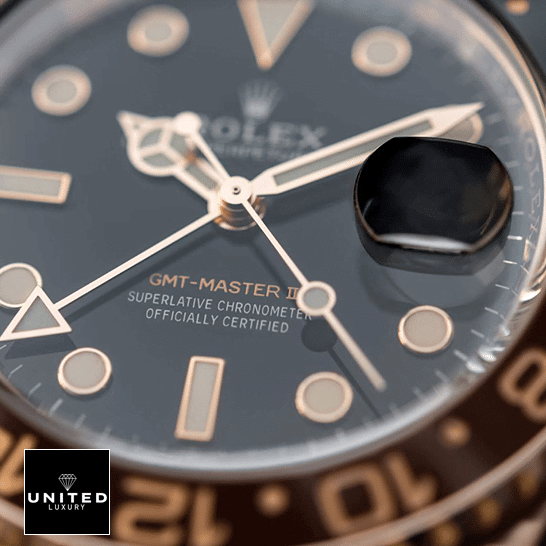 Rolex GMT-Master II 126715CHNR-0001 Replica dial is black with stick and dot indices